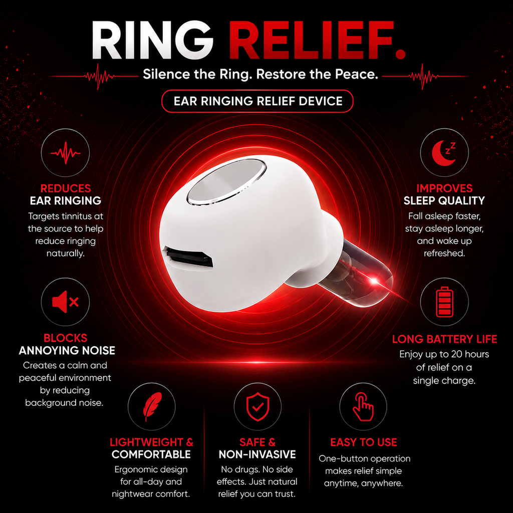 RING RELIEF™ - Ringing ear red light therapy device.